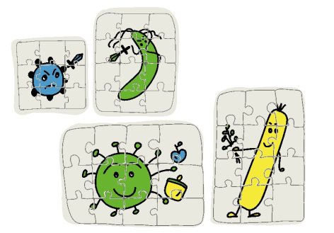 Joonistatud pusled bakterite piltidega